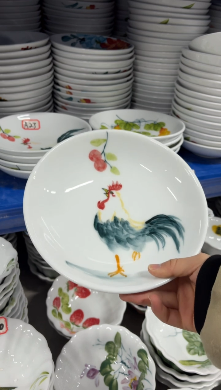 景德镇高温陶瓷食品级手绘釉中彩-圆深盘