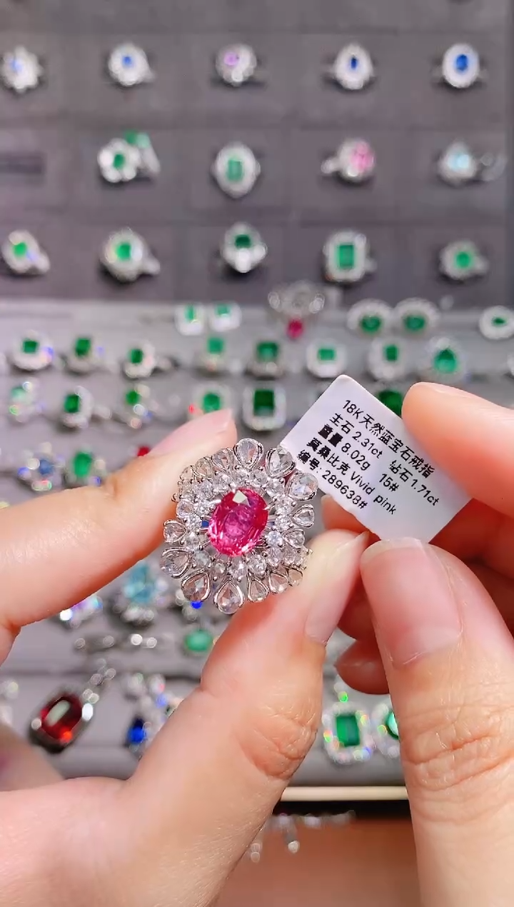 【闪购商品】彩色蓝宝石18K金戒指18K金镶嵌1