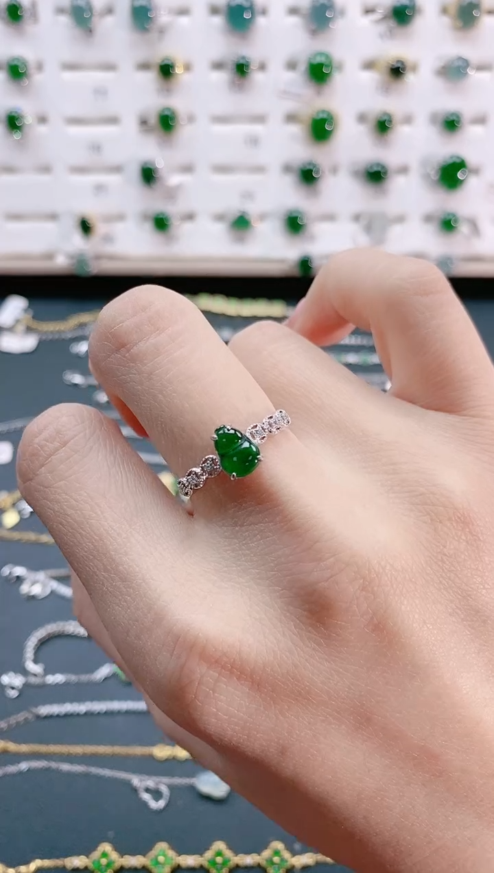 【闪购商品】翡翠戒指银S925镶嵌天然翡翠