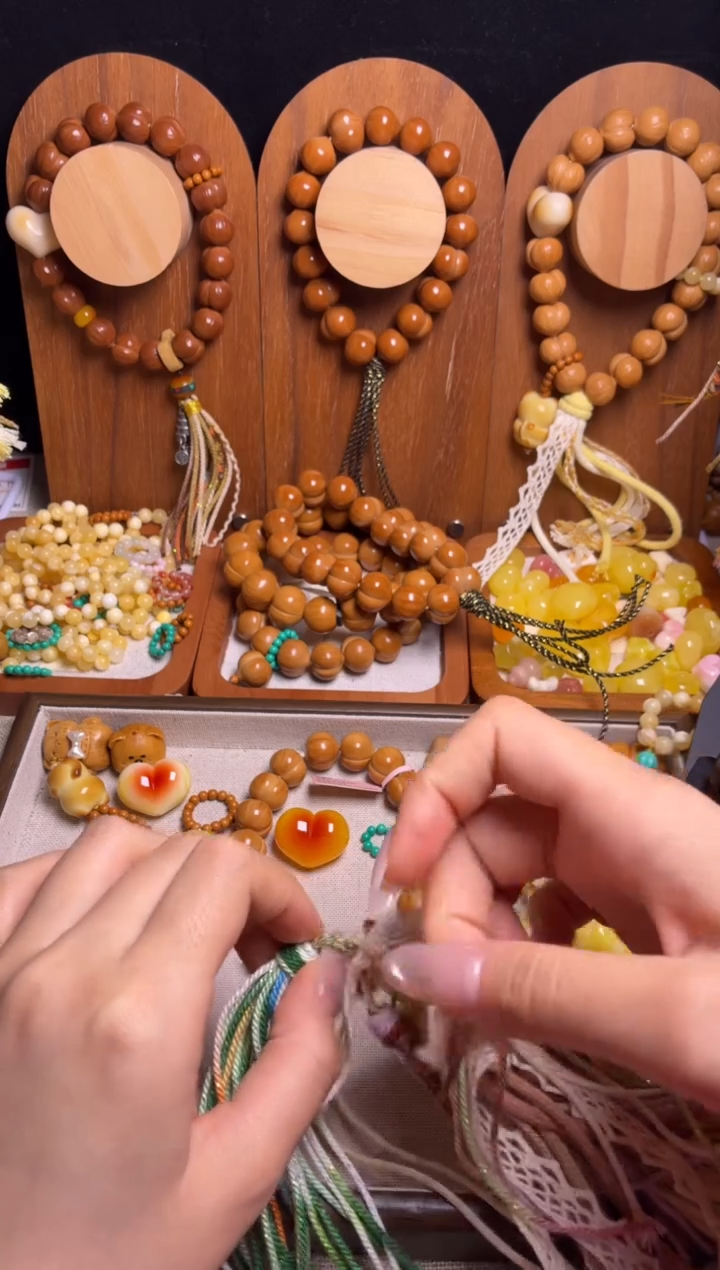 手串猴头核桃刘*全品光面柯基俏色心绿跑环新绿流苏手持