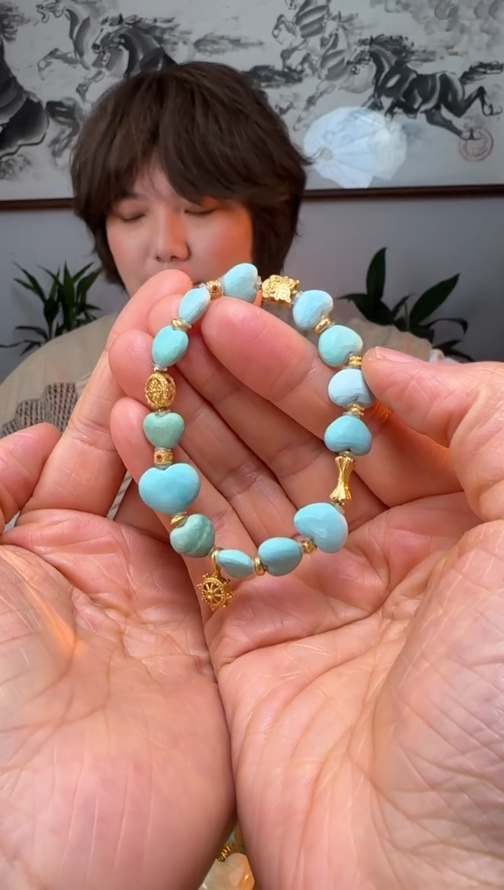 【闪购商品】绿松石手串18K金镶嵌时尚百搭A1118
