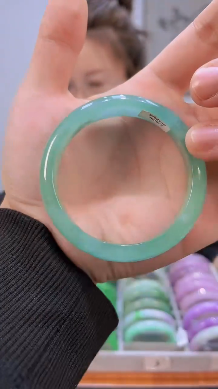 【闪购商品】砖雕s41老蓝水独货手镯圈口58.4