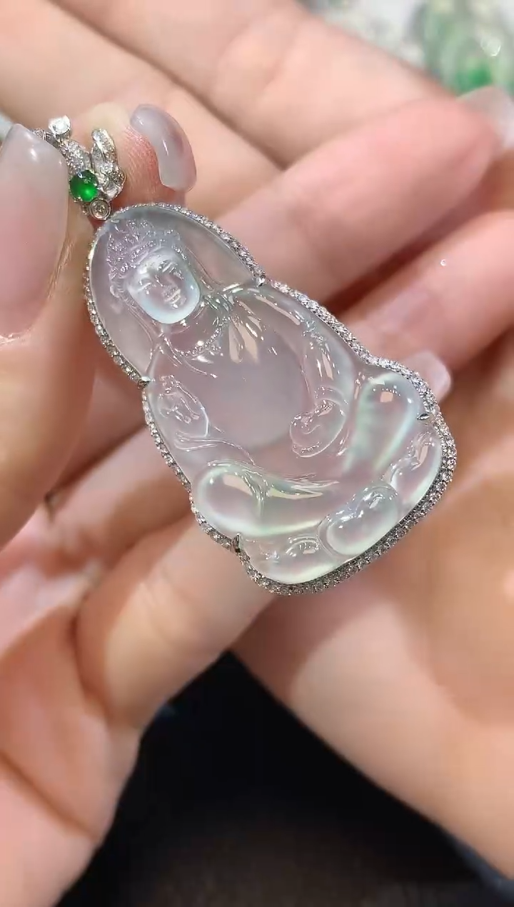 翡翠18K金镶嵌吊坠(不含链)C68