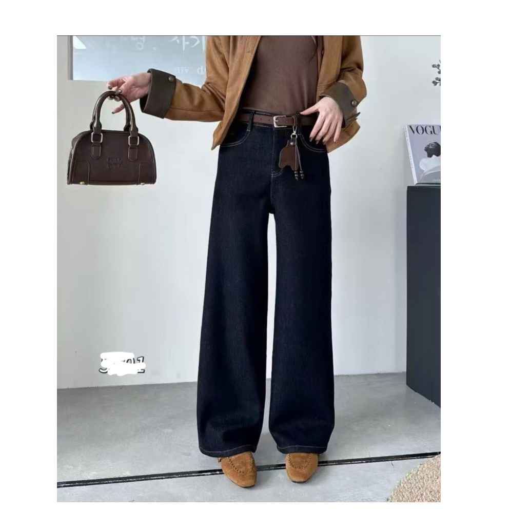 2025冬季新款时尚百搭显瘦窄版牛仔直筒裤(裤脚宽度大概26左右）