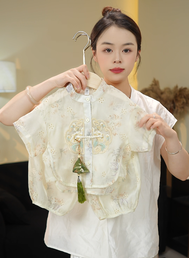 【JD】夏季2025年儿童新款潮流新中式古风汉服薄款套装29376