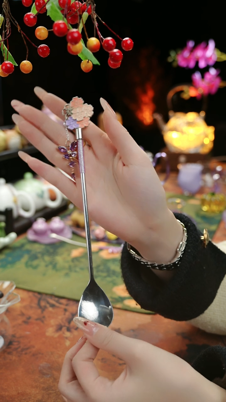 【闪购商品】紫色蝴蝶咖啡勺茶勺