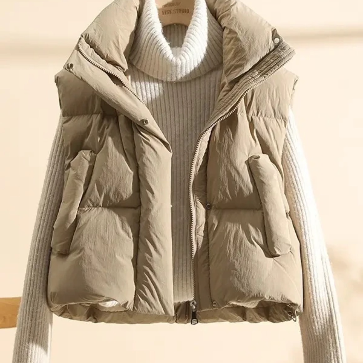 【004】短款立领韩版羽绒服马甲2024秋冬季时尚宽松百搭马夹背心女