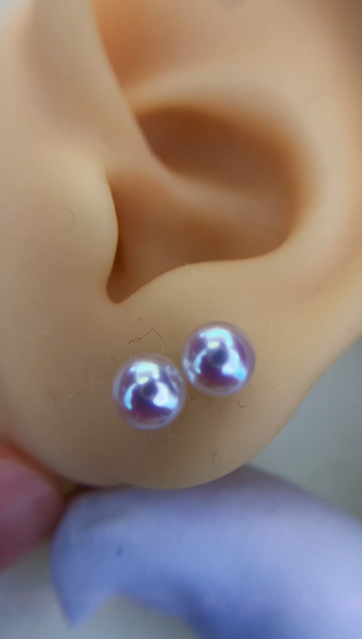 银S925镶嵌DA海水珍珠 GD216 5-6 彩凛素钉