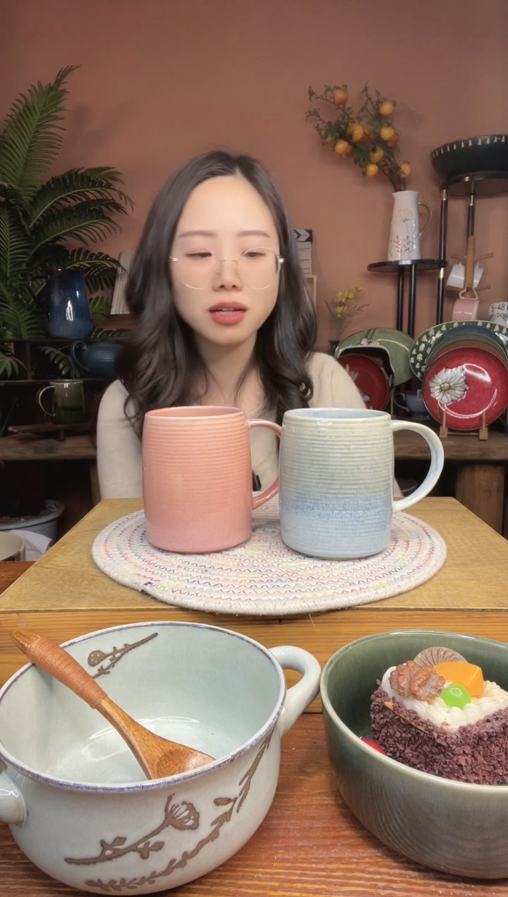 陶瓷500毫升容量水杯 2件 微瑕疵