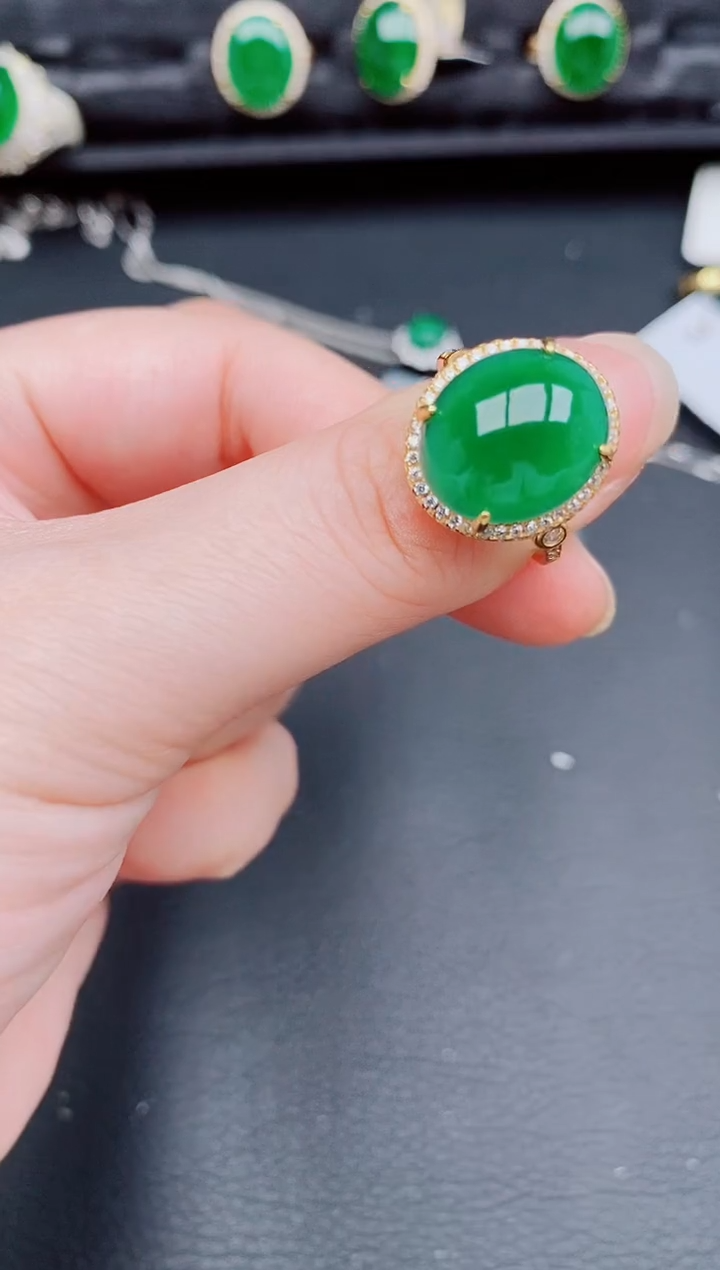 【闪购商品】翡翠戒指银S925镶嵌天然a货翡翠430