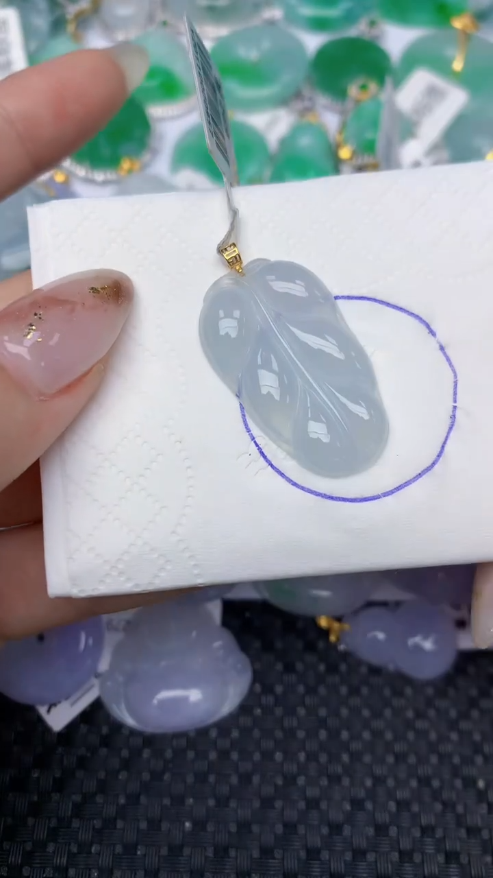 颈饰18K金镶嵌翡翠天然缅甸翡翠a货百元以上9元证书费自理