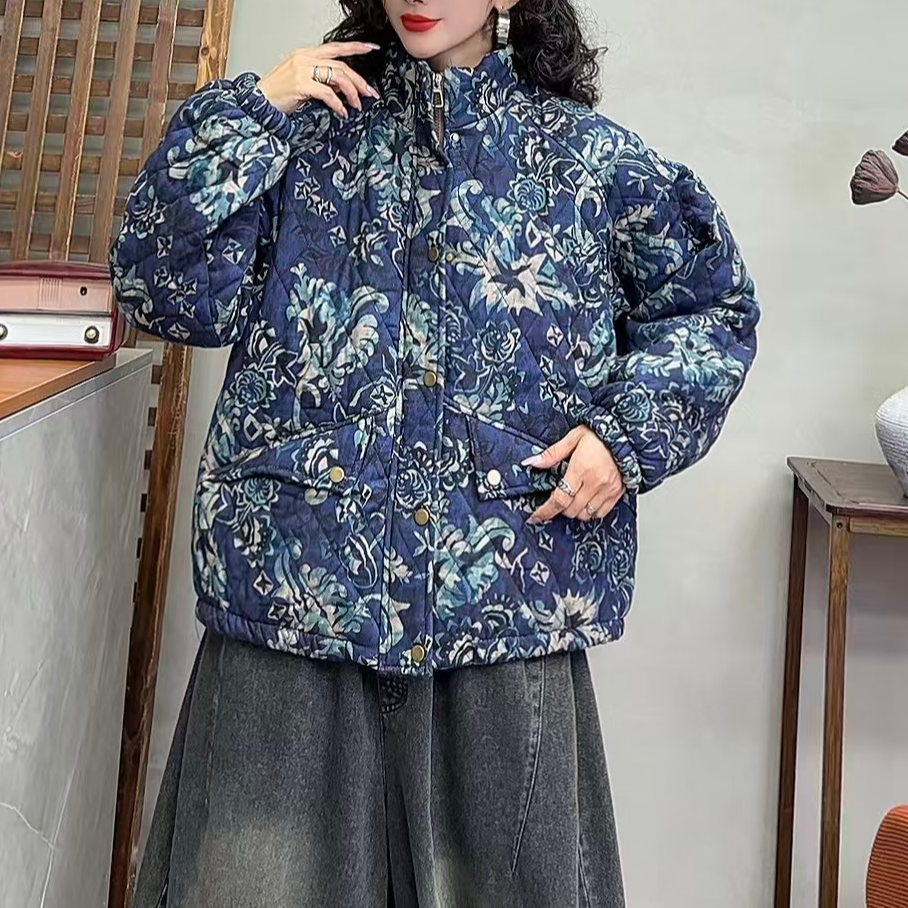 18731新款冬季加厚复古减龄棉服外套
