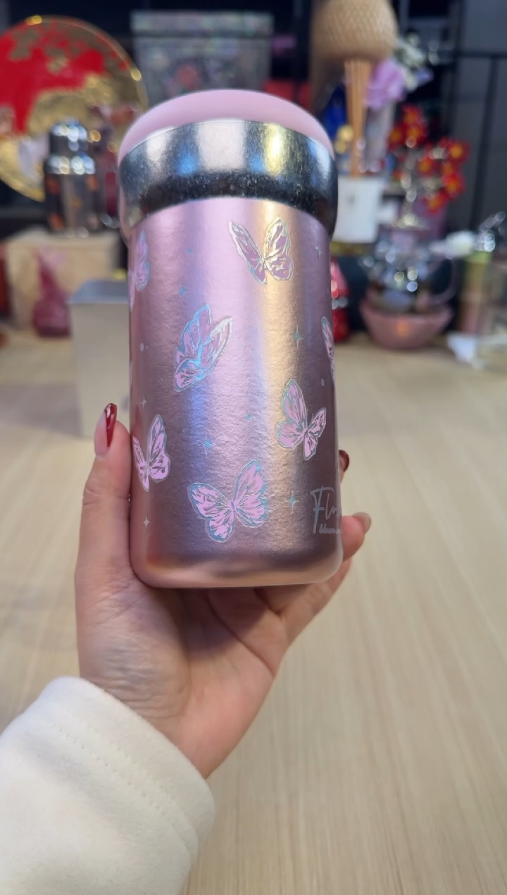 144小圆墩钛杯（500ML）粉蝶叙