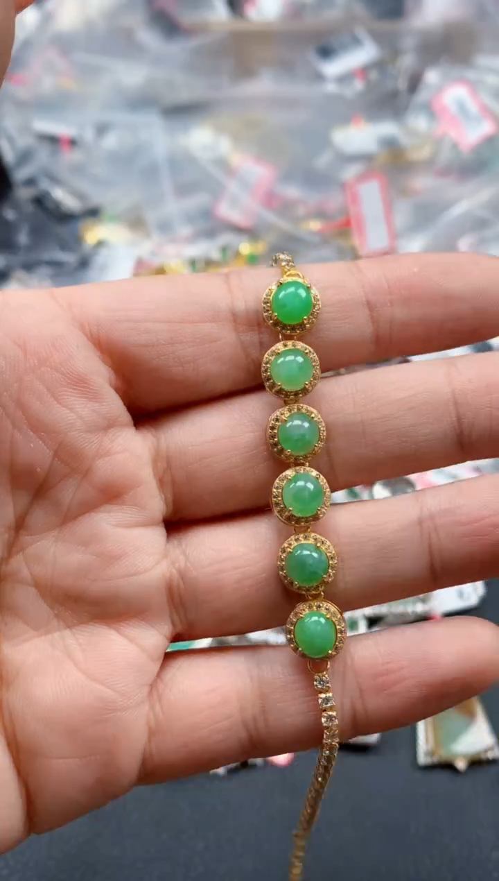 银S925镶嵌戒指翡翠天然A货缅甸翡翠