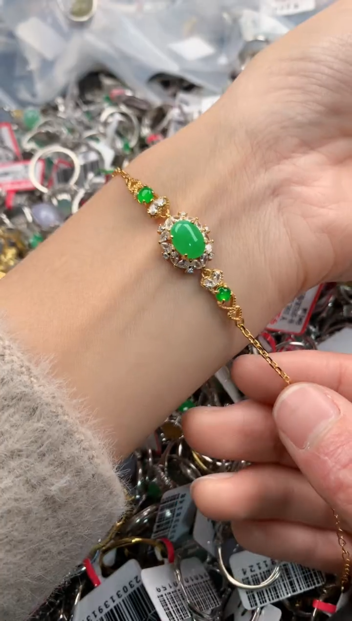 银S925镶嵌戒指翡翠333       2