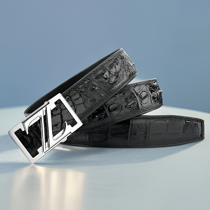 【真鳄鱼皮自动扣】男士不锈钢皮带男真鳄鱼皮腰带个性时尚真皮裤带
