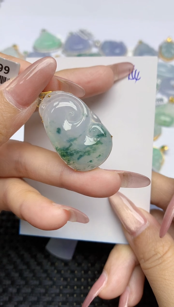 【闪购商品】翡翠颈饰18K金镶嵌天然A货翡翠 154