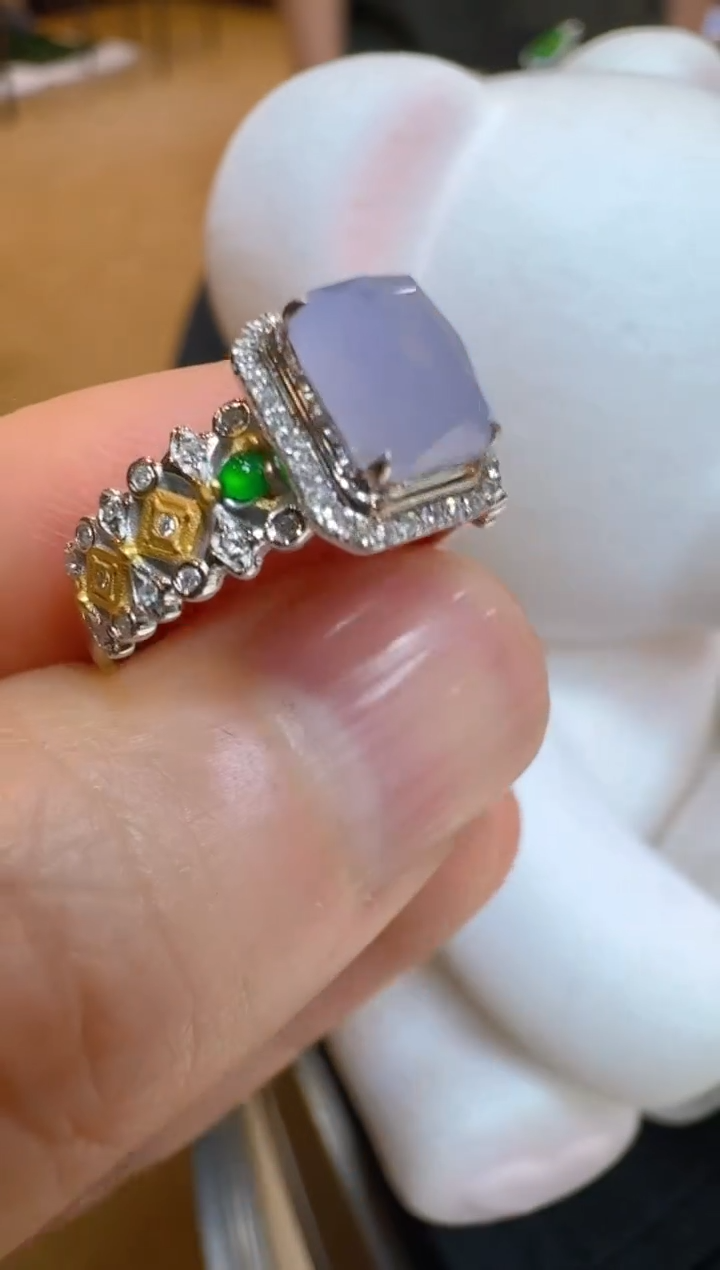 翡翠戒指18K金镶嵌多样性团购发一件