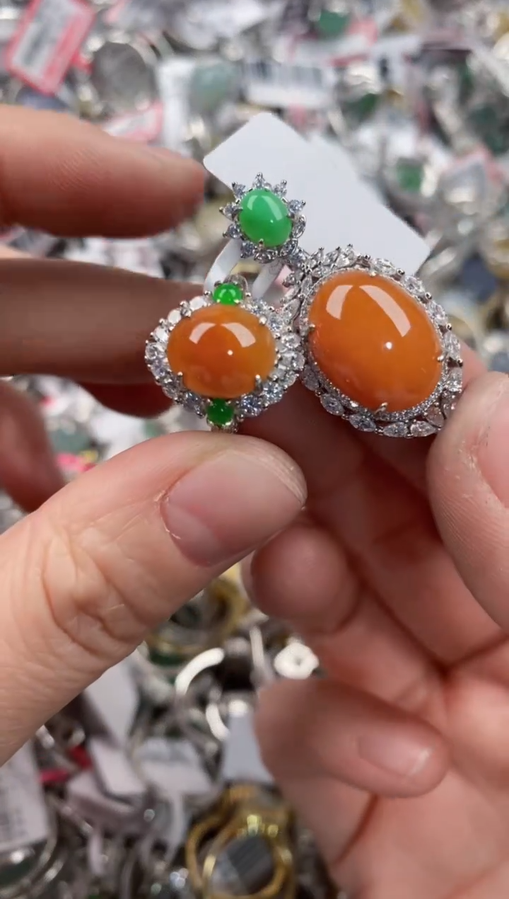 银S925镶嵌戒指翡翠555      8