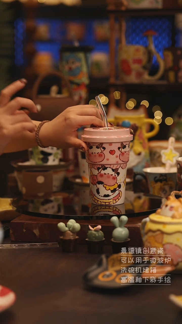 陶瓷景德镇可爱陶瓷釉下彩绘设计师款