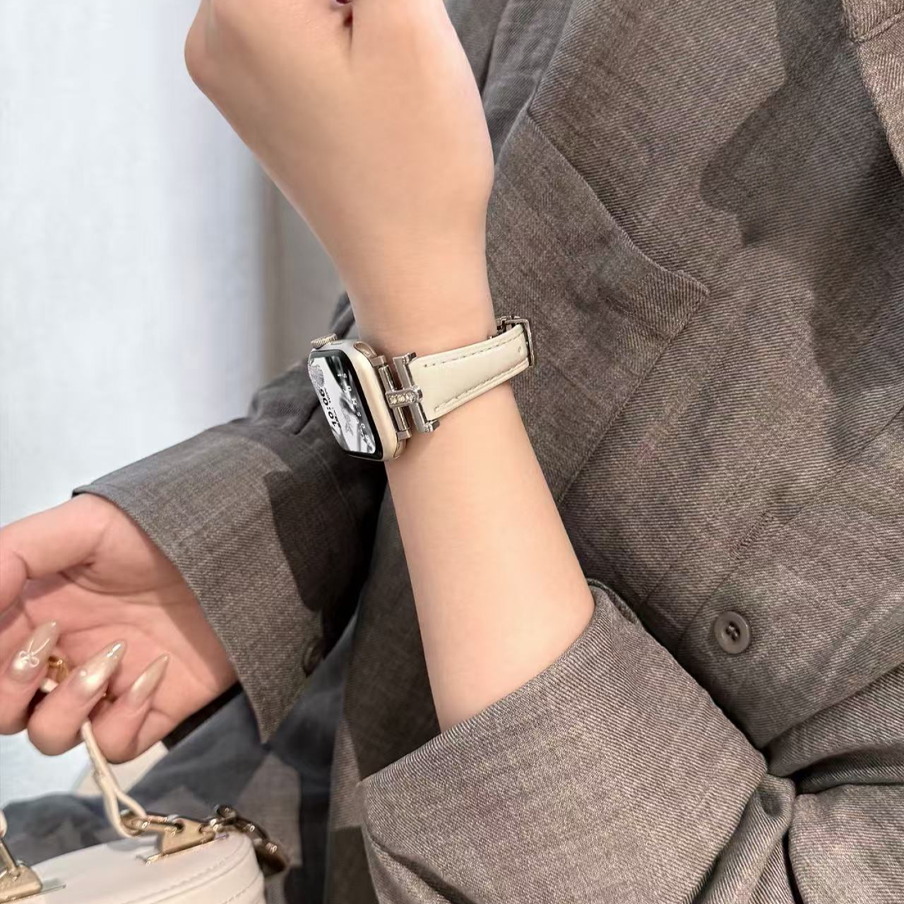 凯旋门真皮镶钻蝴蝶扣适用vivo watch5/3/2表带vivo/iqoo系列表带