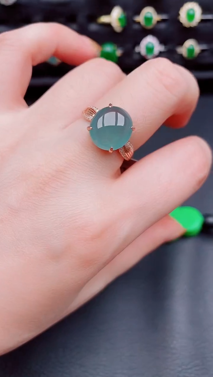 【闪购商品】翡翠戒指银S925镶嵌天然a货翡翠106