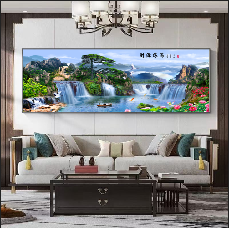 吉运亨通迎客松客厅装饰画山水风景沙发背景墙壁挂画适合办公室