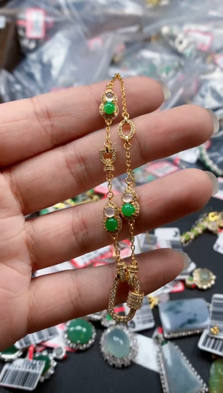 银S925镶嵌戒指翡翠天然A货缅甸翡翠