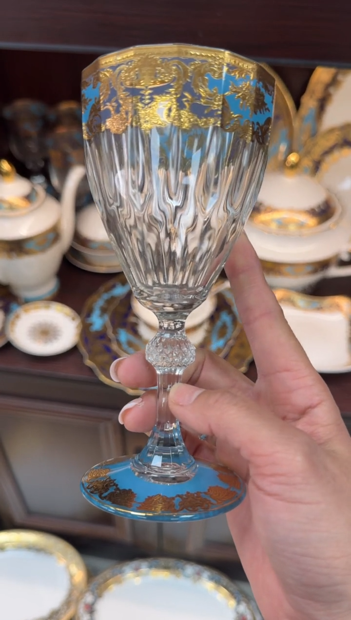 【闪购商品】瓷片高脚玻璃杯2个微瑕 春节活动福利价