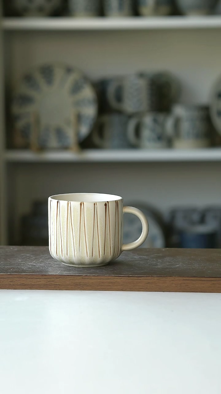 【闪购商品】陶瓷粗陶画釉咖啡杯@4-2@