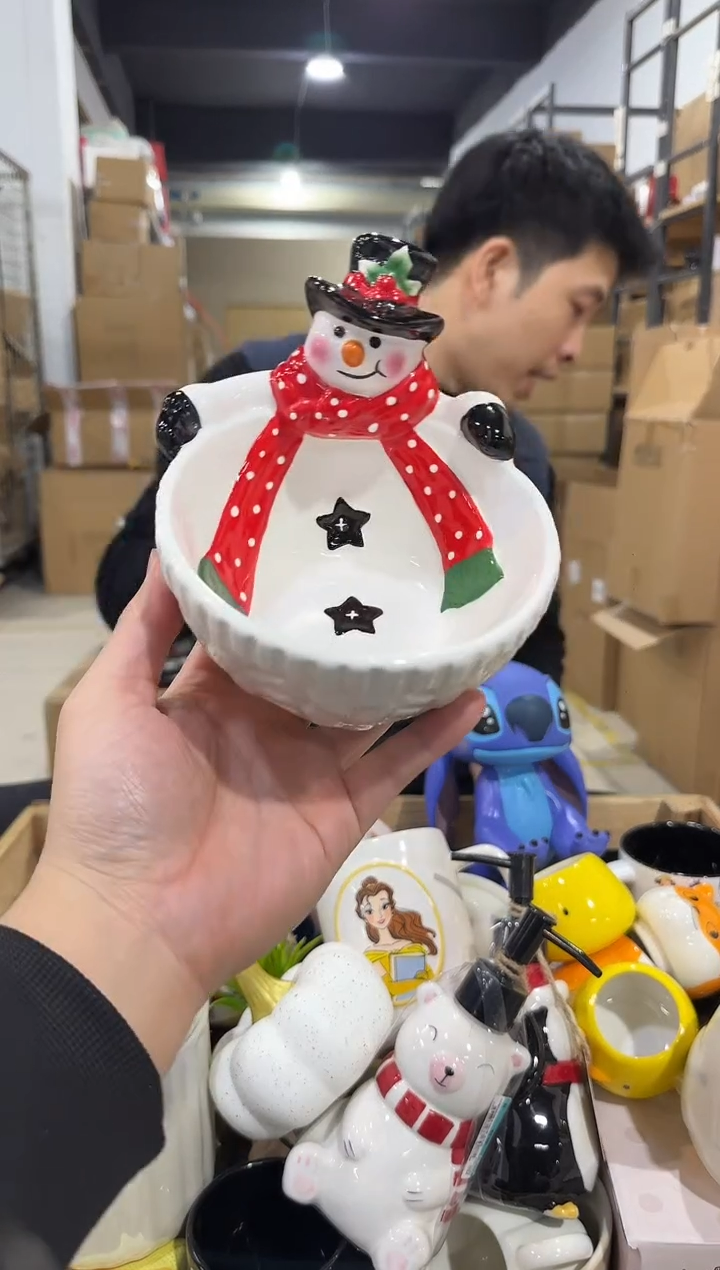 瓷片原盒雪人碗 