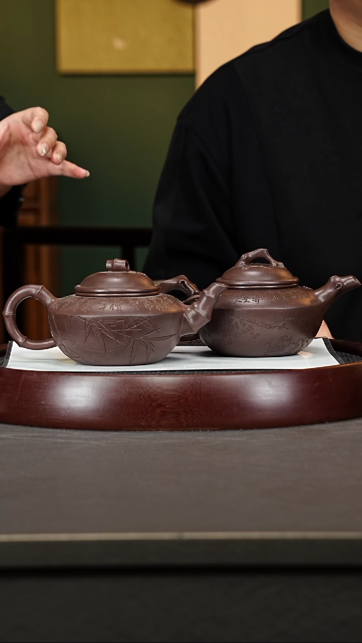 茶壶紫砂126ZXH碗竹碗梅对壶 天青泥400cc