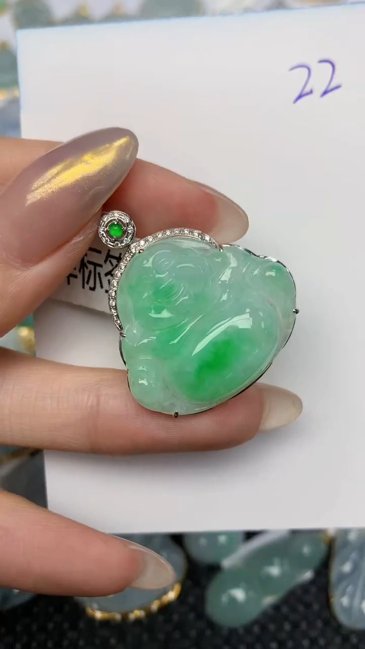 【闪购商品】翡翠颈饰18K金镶嵌 天然翡翠A货
