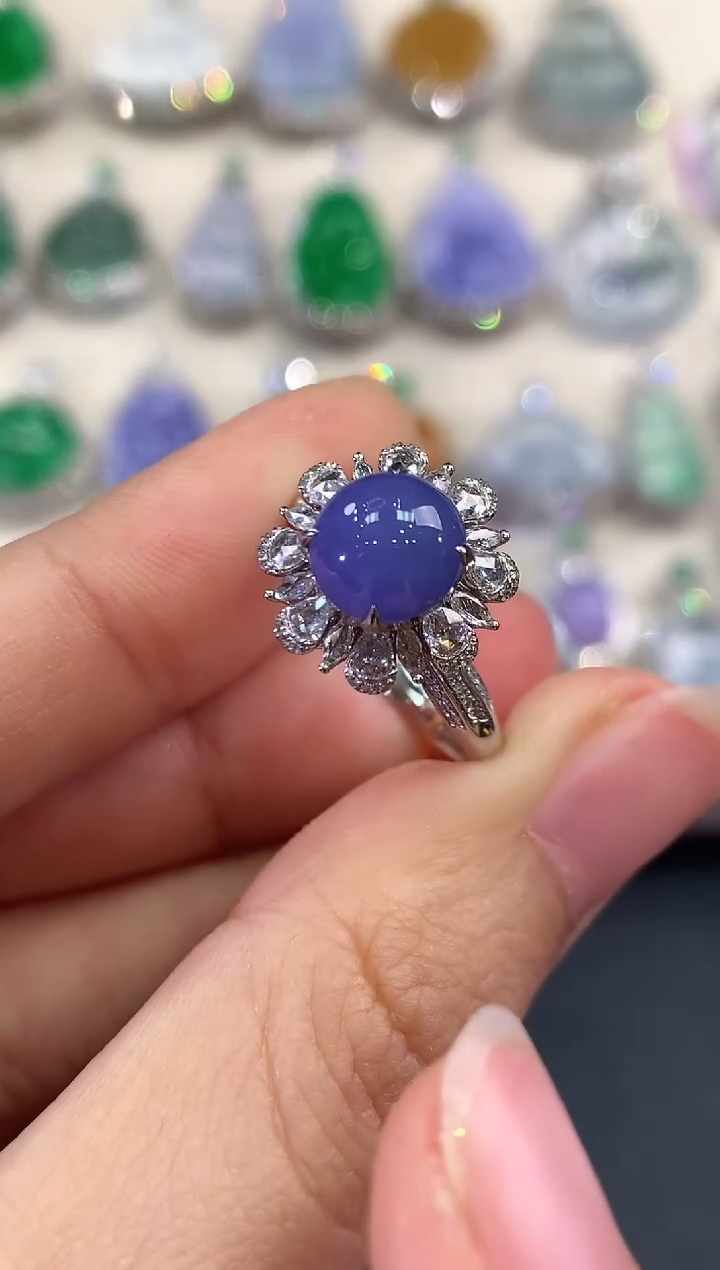 【闪购商品】翡翠戒指18K金镶嵌B220有色差  