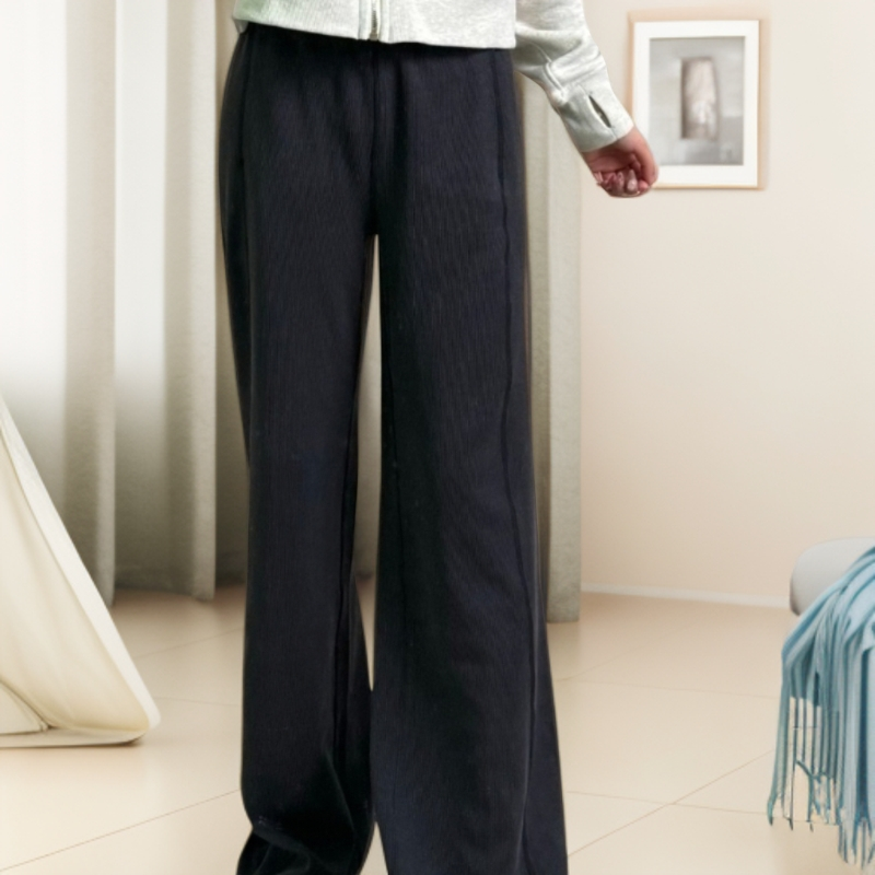 螺纹阔腿裤休闲直筒长裤时尚女裤一毛毛一样样