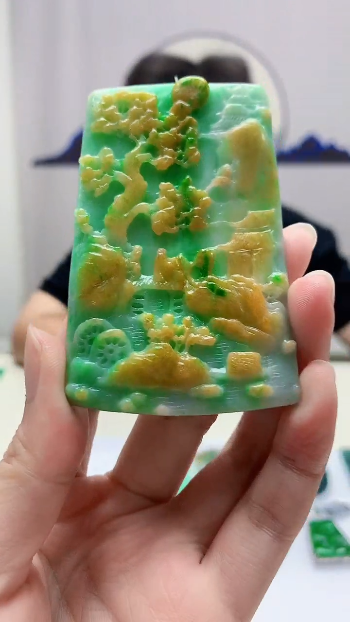 定制翡翠未镶嵌4688zm-毛货挂件67山水