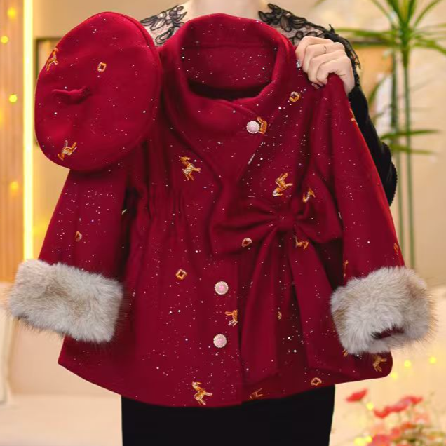 小公主洋气女千金风大衣加绒外套女孩时髦冬装FX159