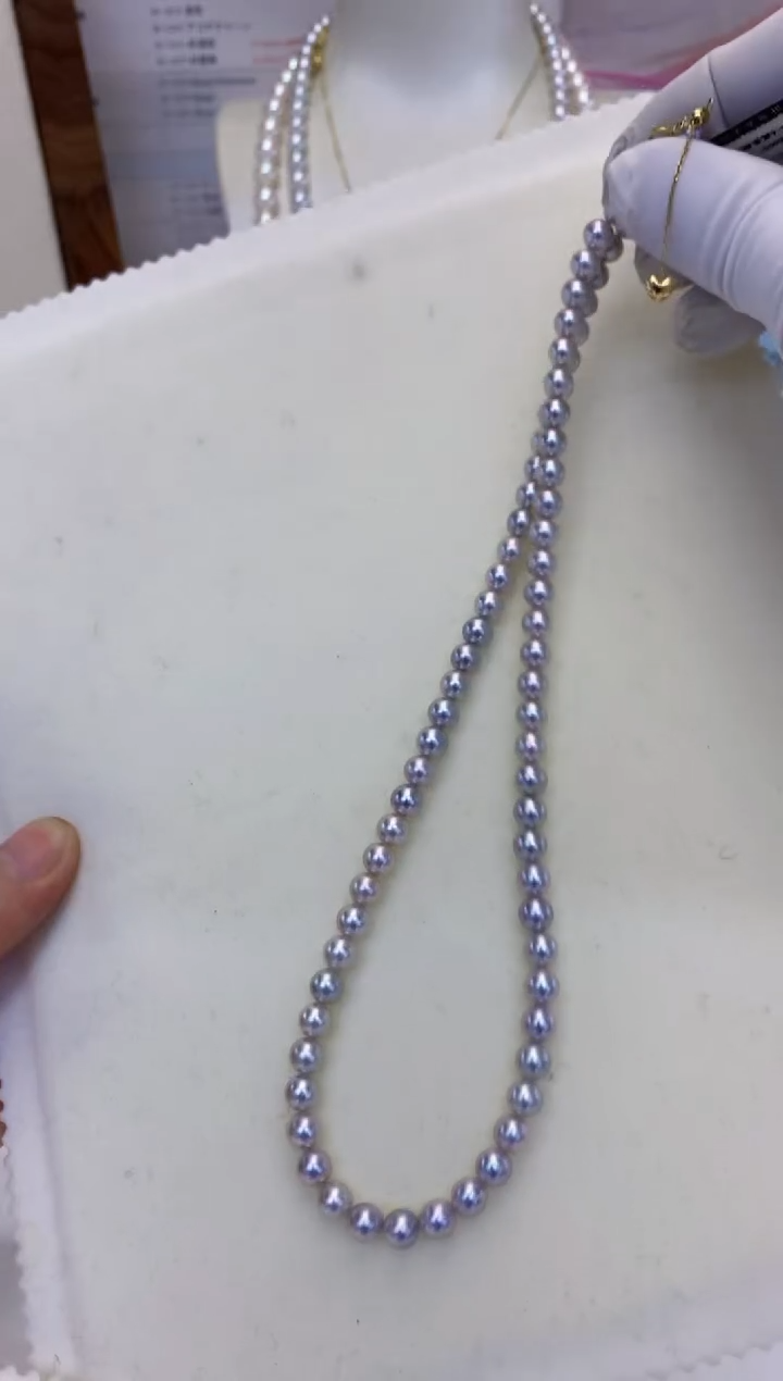 18K金镶嵌海水珍珠饰品5-6真多麻色满珠链