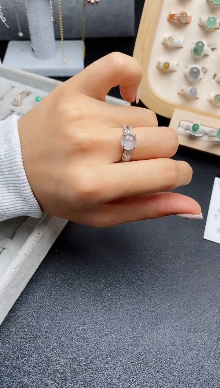 【闪购商品】翡翠戒指银S925镶嵌缅甸翡翠