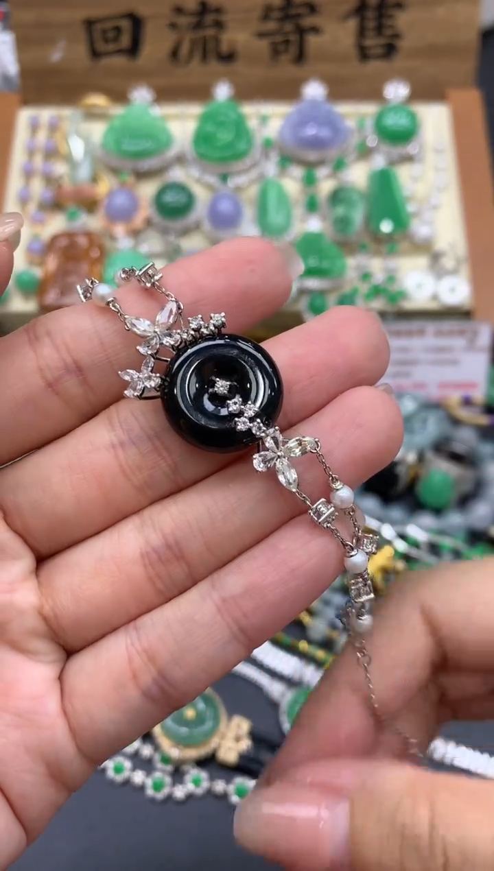 【闪购商品】翡翠手链18K金镶嵌409-中国好珍宝