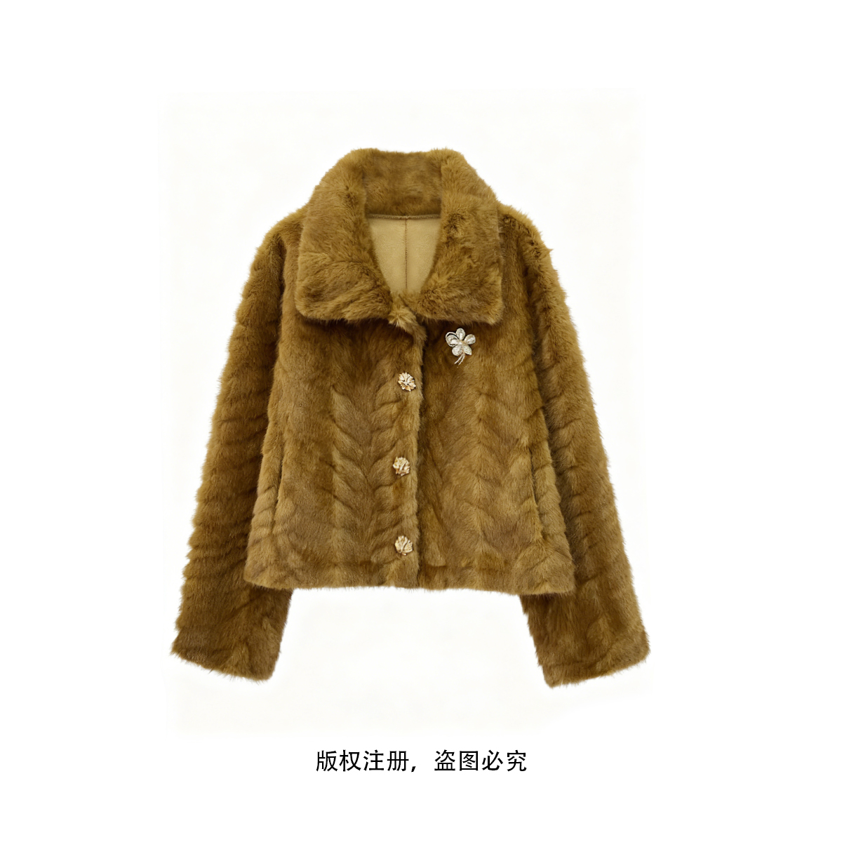 冬季新款高级感翻领保暖毛毛外套女25011251