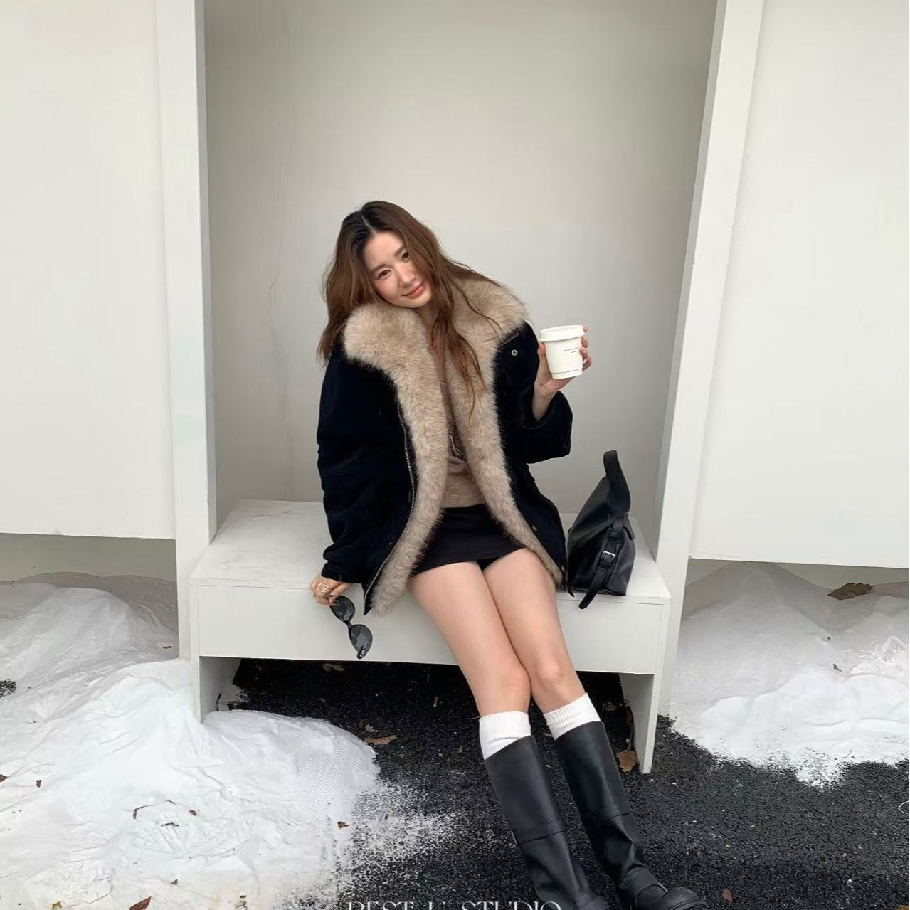 米古古 BEST # 30032#库 韩系毛毛领贵气派克外套（衣长68）KC