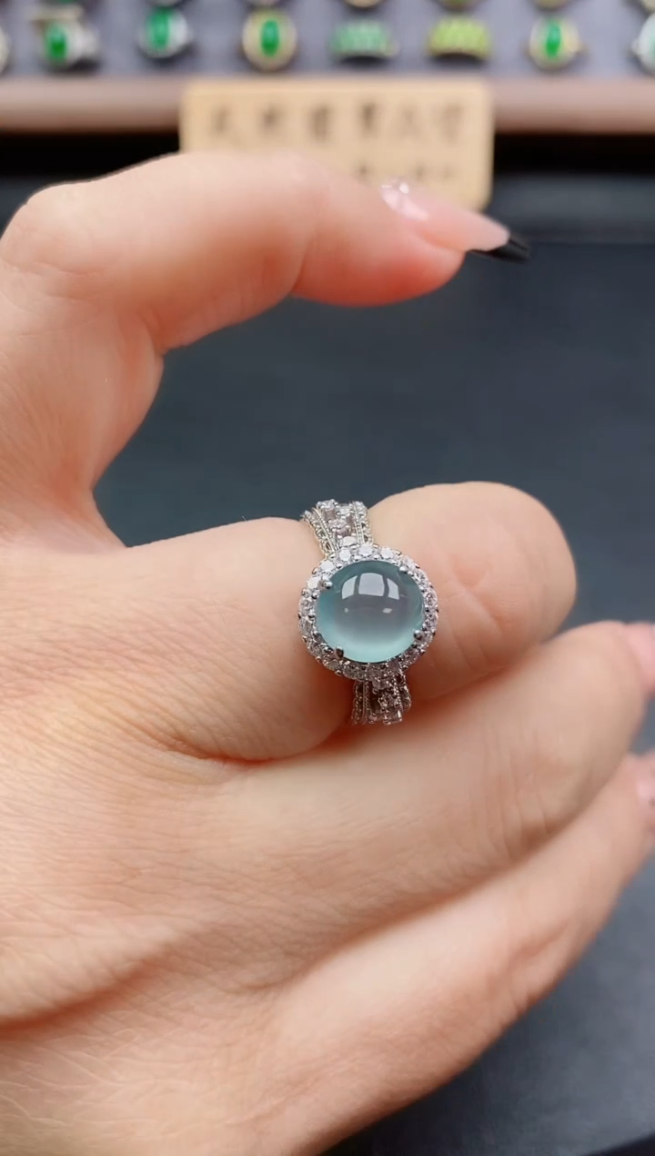 银S925镶嵌戒指翡翠1