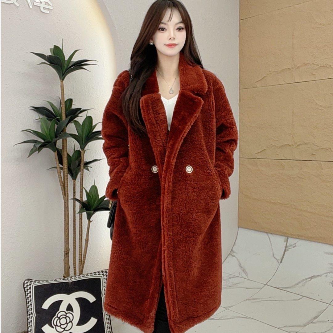 2024新款时尚冬季气质百搭宽松韩版保暖加厚毛毛外套-61699