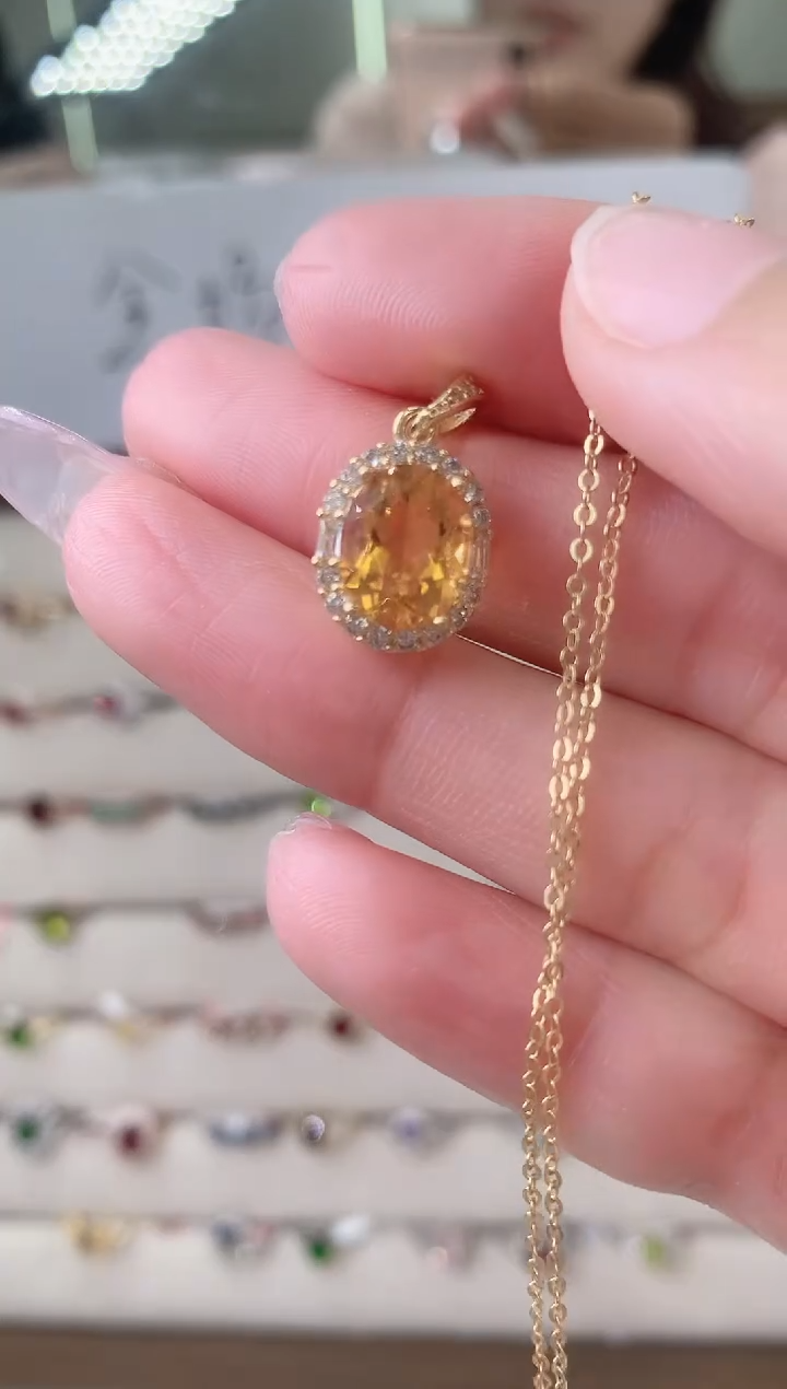 【闪购商品】黄晶颈饰银S925镶嵌............