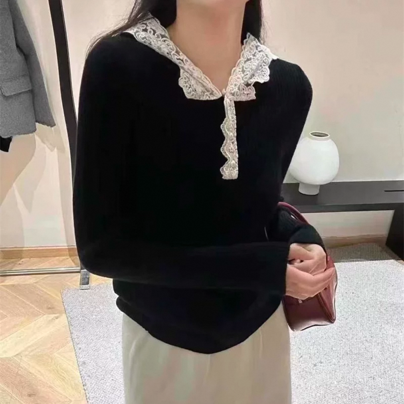 新款简约百搭气质潮流针织上衣8283