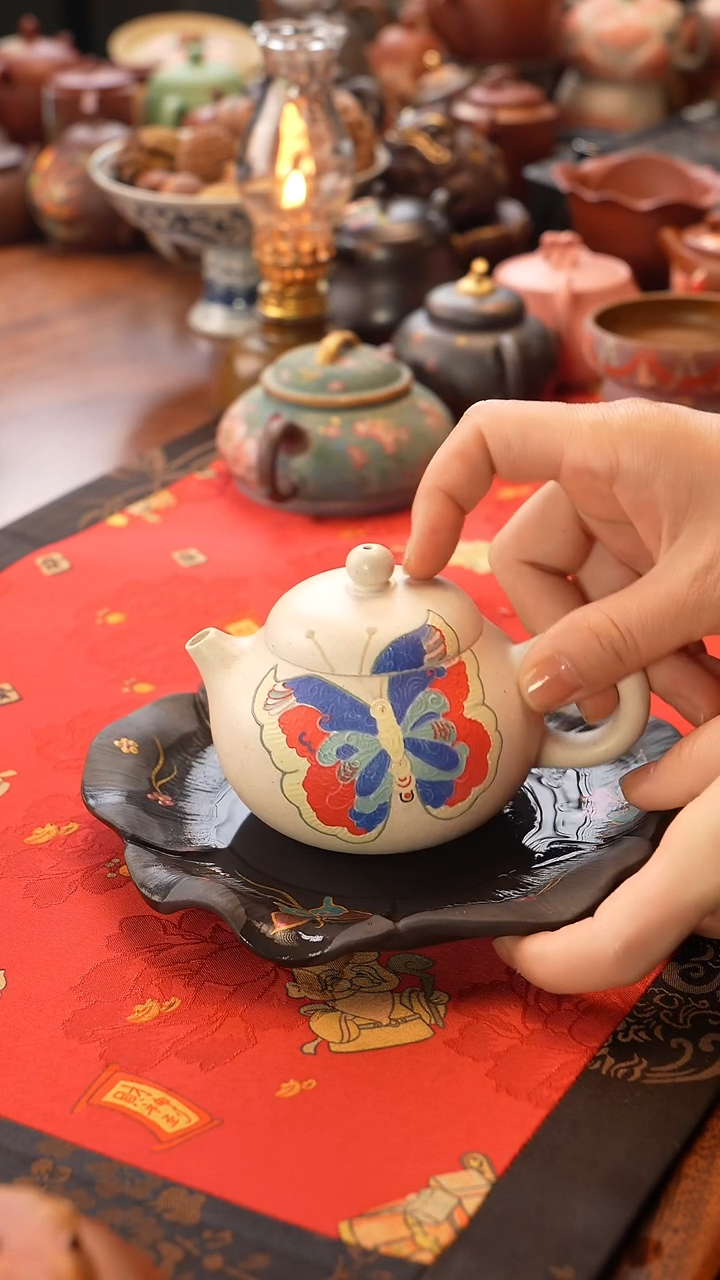 茶壶紫砂白段泥文旦 蝴蝶