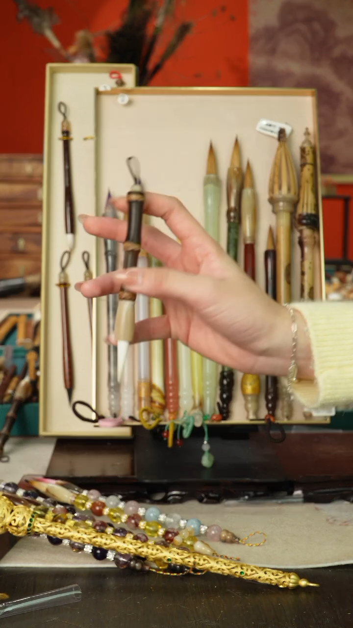 30号闪孤品高货毛笔链接 清水试笔 蘸墨不退