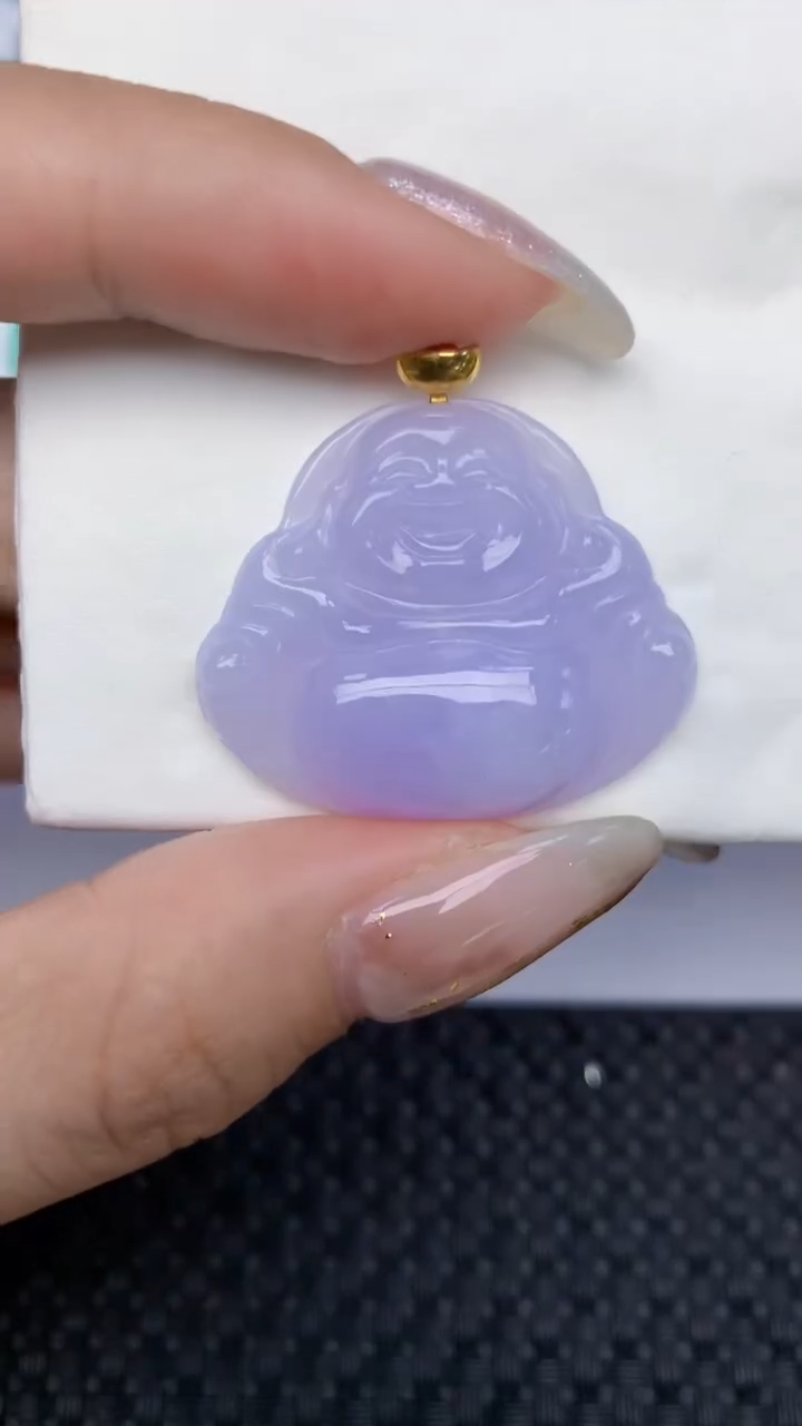 颈饰18K金镶嵌翡翠天然缅甸翡翠a货百元以上9元证书费自理