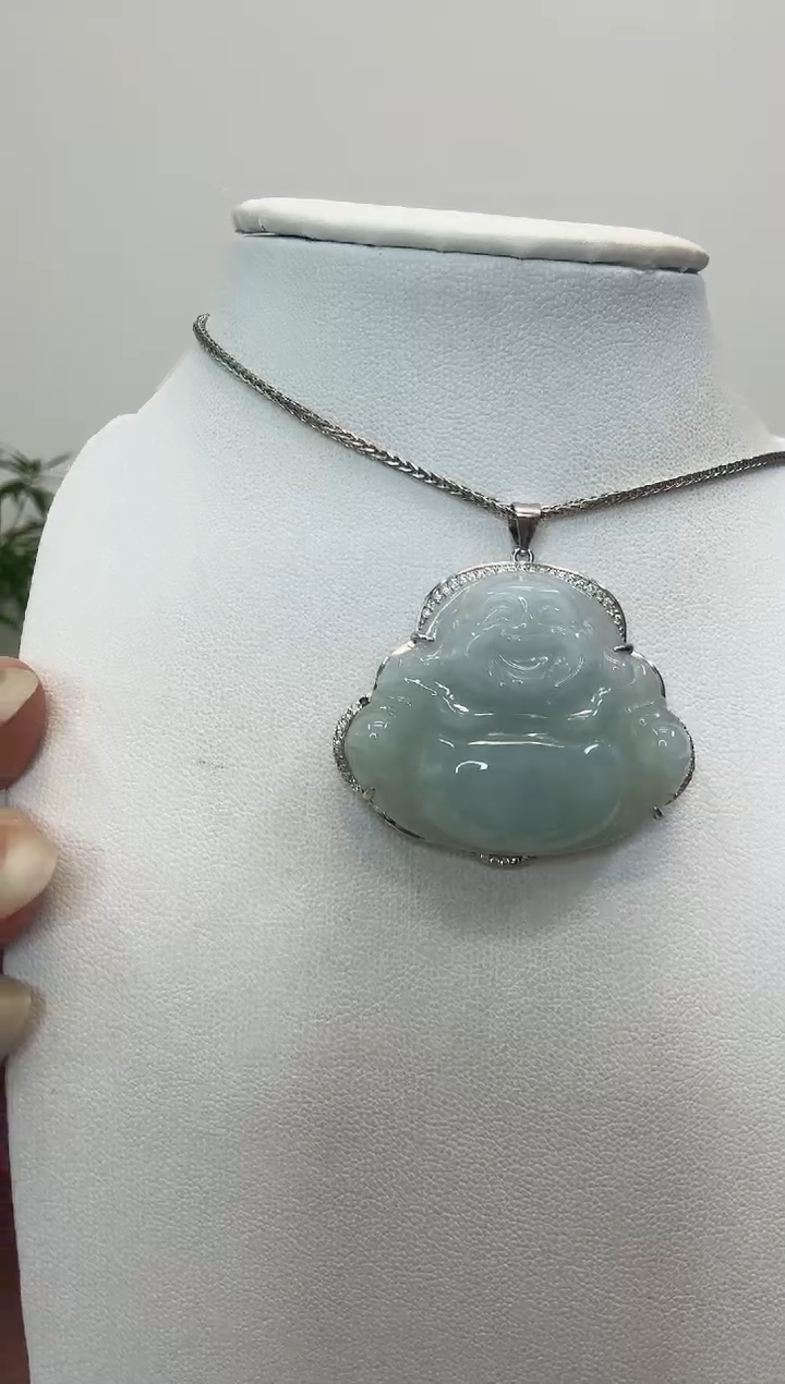 吊坠(赠链)银S925镶嵌翡翠大佛